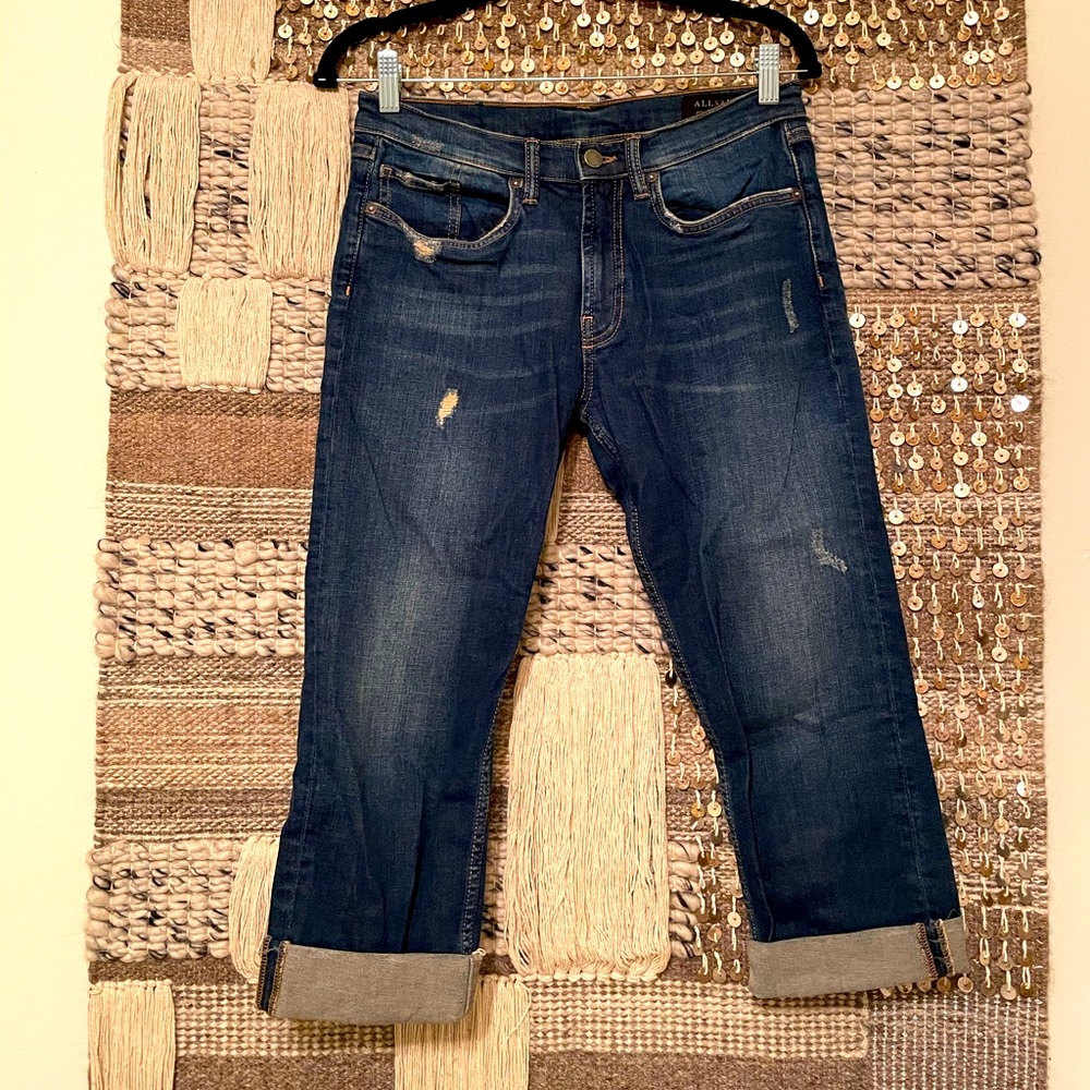 EUC All Saints cropped capri-length denim pants sz 27